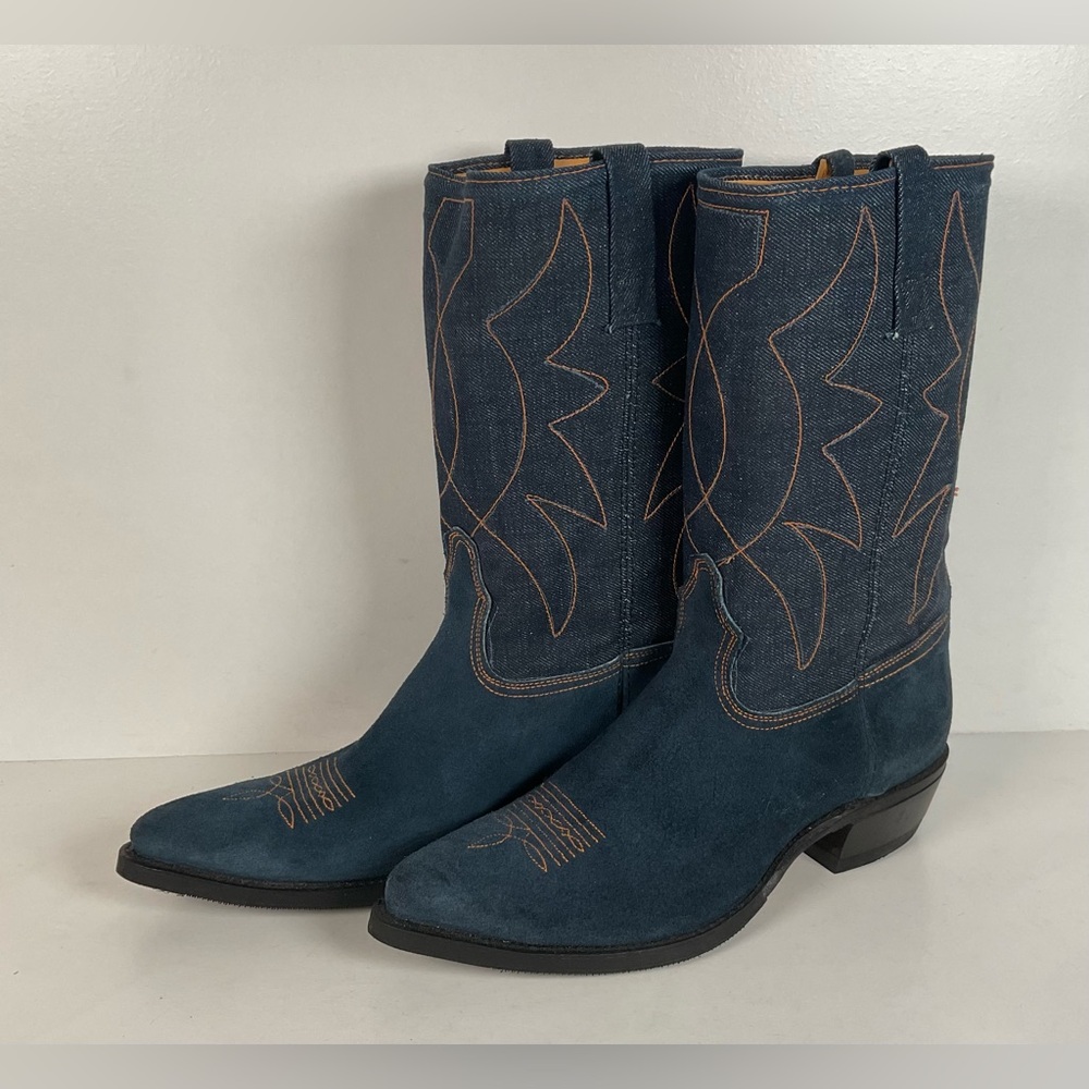 Vintage Blue Jean Denim Cowboy Boots | USA Made | 1970s | Men’s 11 D